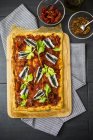 Pizza Marinara garnished with anchovies and parsley — Stock Photo