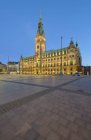 Alemania, Hamburgo, vista al ayuntamiento por la noche - foto de stock