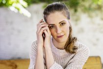 Portrait of woman outdoors — Stock Photo