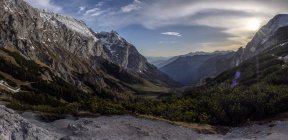 Germany, Bavaria, Berchtesgaden Alps, Panoramic view of Schneibstein at sunset — Stock Photo