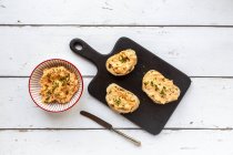 Bread with obazda and chives — Stock Photo