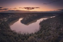 Spain, Castile and Leon, Segovia, Hoces del Rio Duraton Natural Park at sunset — Stock Photo