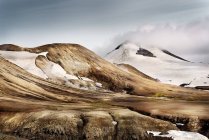 Iceland, South West, Landmannalaugar, Reykjafell, landscape and snow — Stock Photo