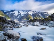 Nuova Zelanda, Isola del Sud, vista sulla Hooker Valley al Mount Cook National Park — Foto stock