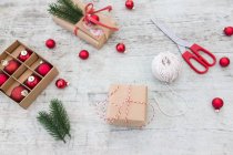 Close up of Wrapping Christmas presents — Stock Photo