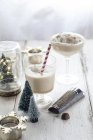 Glass of eggnogg at Advent, close up — Stock Photo