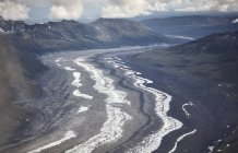 Estados Unidos, Alaska, Denali National Park, vista aérea de la lengua glaciar - foto de stock