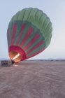 Morocco, Taza Province, air balloon being filled with heated air — Stock Photo