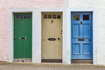 Scotland, Fife, St. Monans, hree different doors — Stock Photo