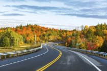 Canadá, Ontario, carretera principal a través de árboles de colores en el área del parque Algonquin - foto de stock