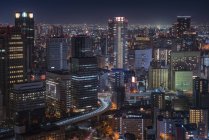 Giappone, Osaka, Vista aerea di notte — Foto stock