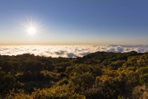 Возз'єднання, Національний парк Реюньйон, точка зору Майдо, вид з вулкана Maido в море хмар і заходу сонця — стокове фото