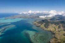 Mauritius, Oceano Indiano, Veduta aerea della costa orientale, Mahebourg e Isola Ile Aux Aigrettes — Foto stock
