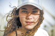 Portrait of girl with basecap — Stock Photo