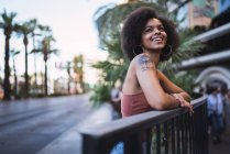 USA, Nevada, Las Vegas, portrait of happy young woman in the city — Stock Photo
