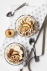 Cereals with banana and plum — Stock Photo