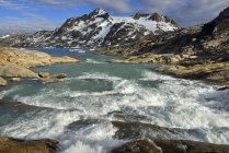 Greenland, East Greenland, river flowing into Sammileq Fjord — Stock Photo