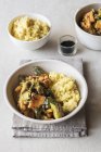 Millet with creamy vegetables, courgette, sweet potatoes and mushrooms — Stock Photo