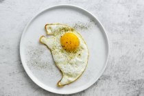 Fried egg with pepper on plate — Stock Photo