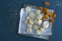 Christmas Cookies with apricots sprinkled with coconut flakes — Stock Photo