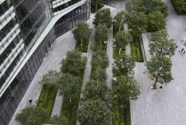 Reino Unido, Londres, vista superior del distrito financiero con árboles en el patio - foto de stock