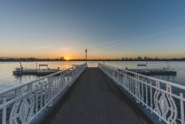 Germany, Hamburg, wooden pier at the sunset — Stock Photo