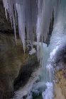 Germany, Bavaria, Upper Bavaria, Werdenfelser Land, Garmisch Partenkirchen, Partnach Gorge, snow, ice and icicles — Stock Photo