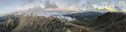 Italia, Veneto, Dolomiti, Alta Via Bepi Zac, Tramonto sulle Pale di San Martino — Foto stock