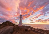 Faro al tramonto, Castlepoint, Nuova Zelanda — Foto stock