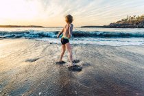 Boy playing at the seafront, Adeje, Tenerife, Canarian Islands, Spain — Stock Photo