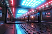 Three dimensional render of futuristic corridor inside spaceship or space station — Stock Photo