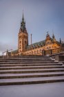 Germany, Hamburg, Low angle view of City Hall in winter — Stock Photo