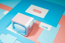 Abstract three dimensional render of pastel colored retro TV set — Stock Photo