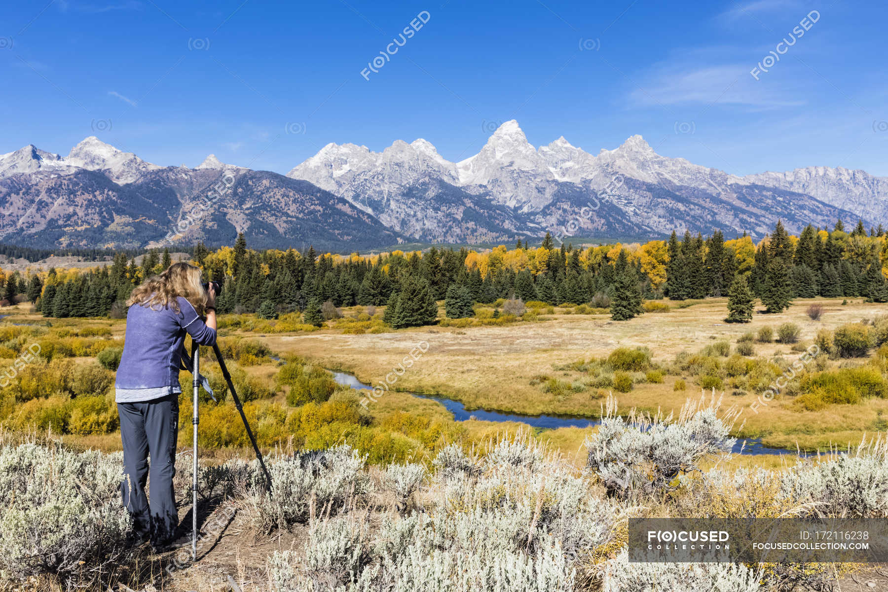 USA, Wyoming, Rocky Mountains, Grand Teton National Park, woman