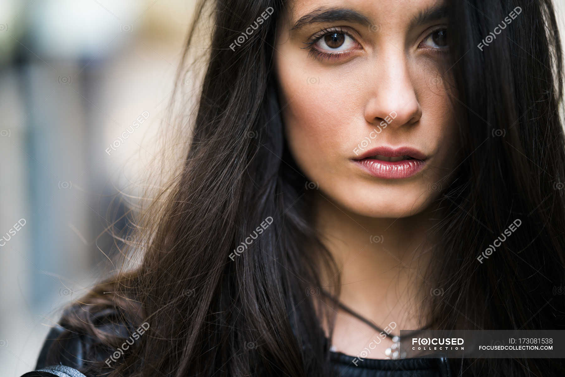 Young woman portrait looking at camera — Front View, face - Stock Photo ...