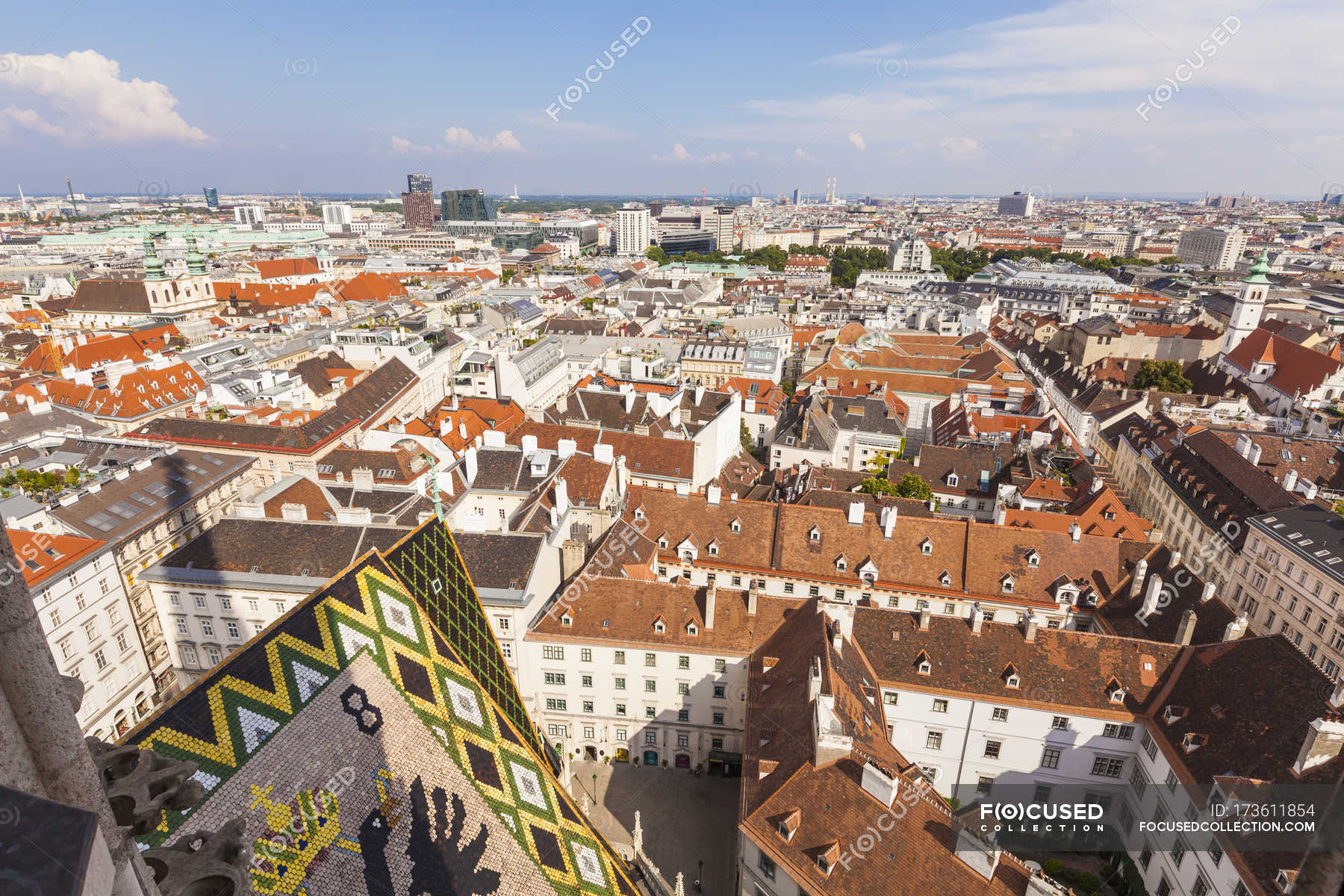 Austria Vienna Roofs Of Traditional Buildings In Old City Urban Cityscape Stock Photo