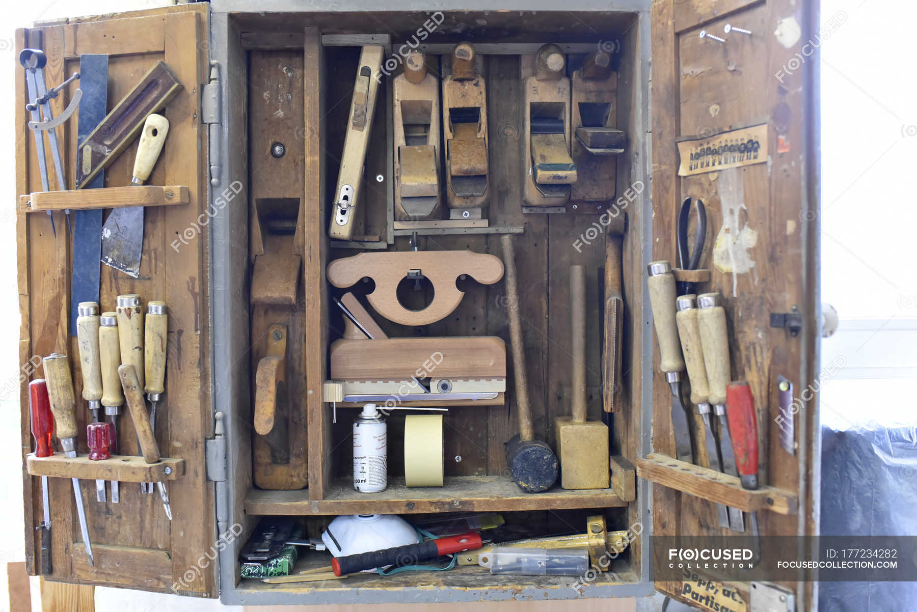 Tool Cabinet In A Carpentry During Daytime Color Image Screw