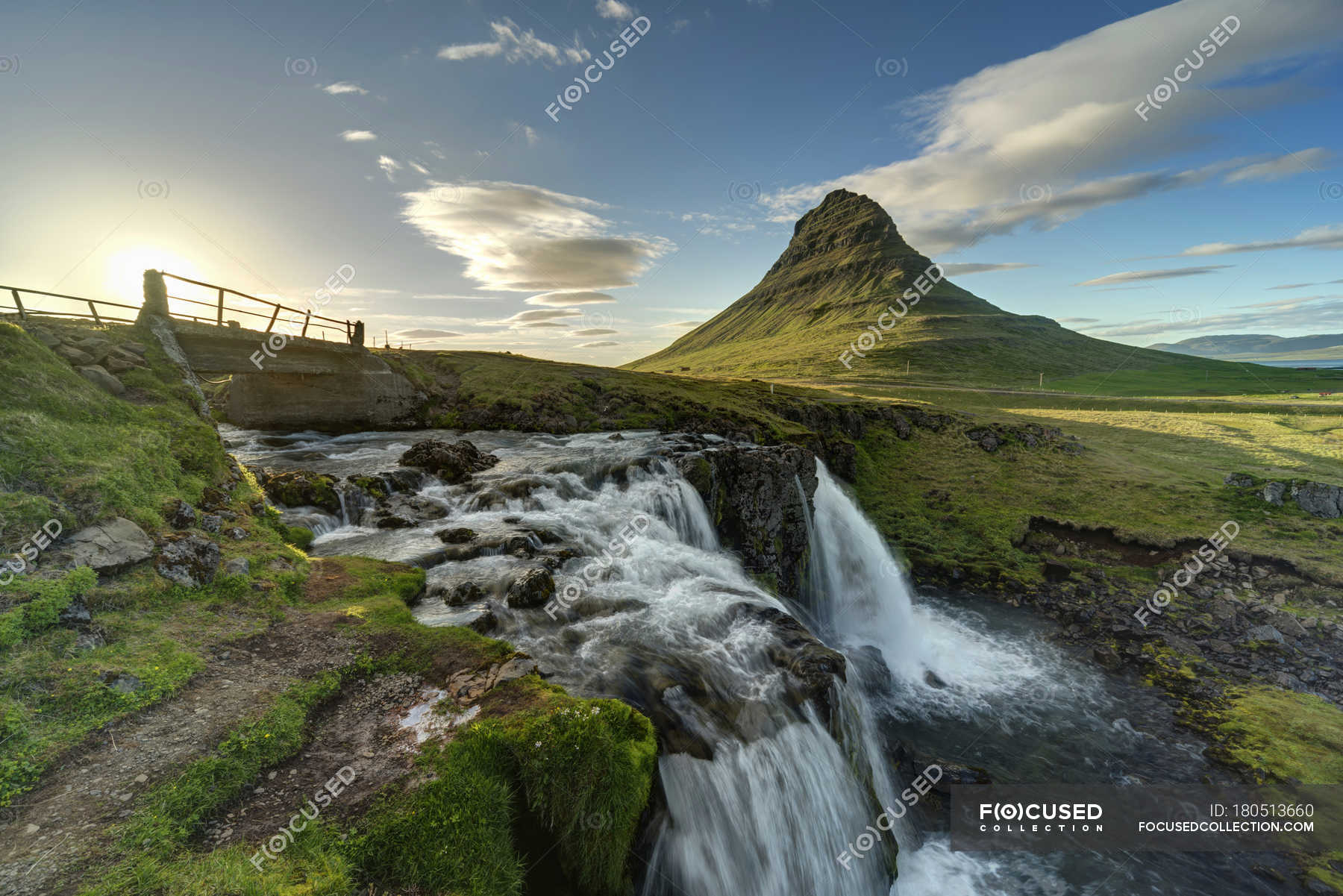 Iceland, Snaefellsnes peninsula, Kirkjufell, waterfall — flowing water ...