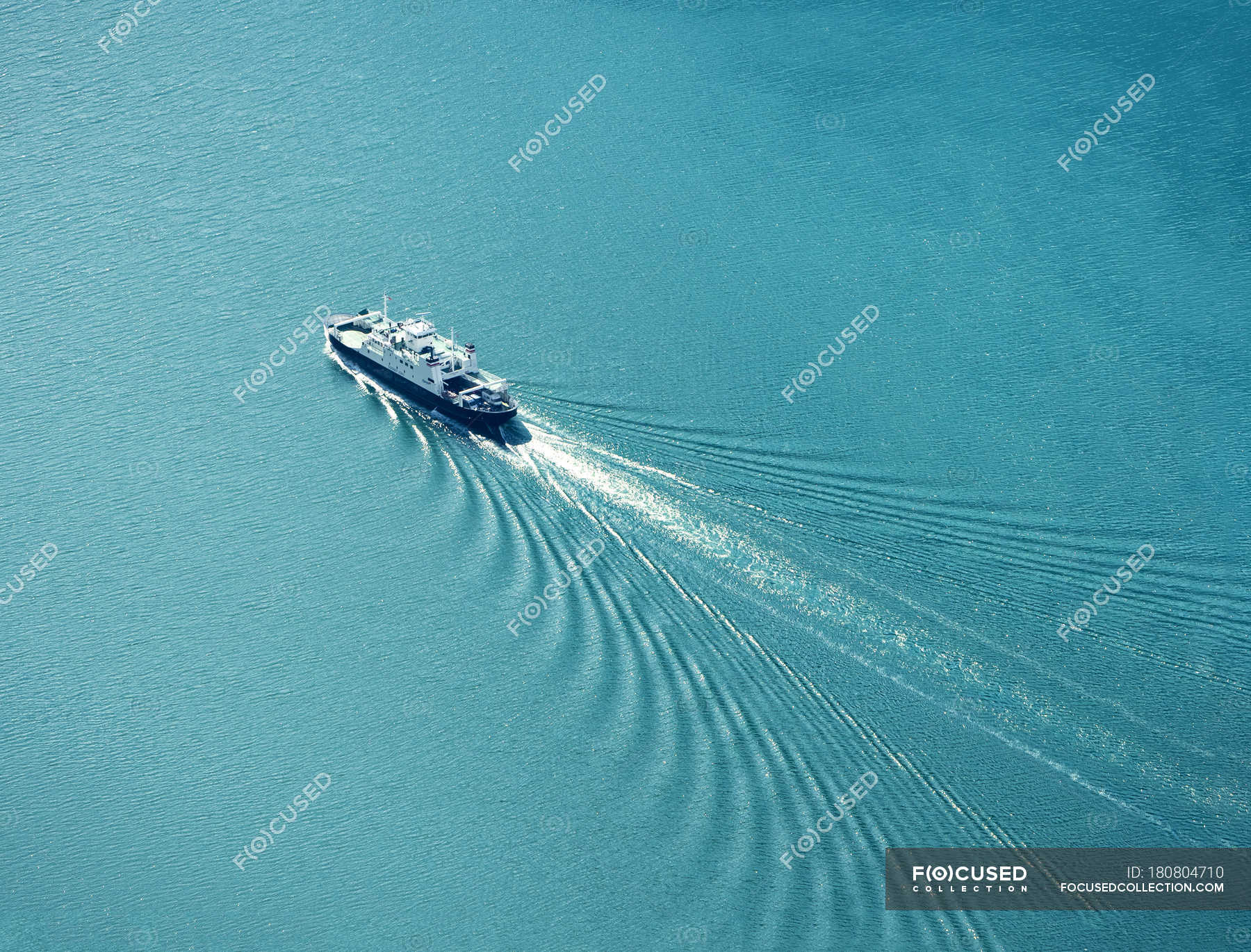 Ferry boat cruising the sea, aerial view — shipping, ocean Stock