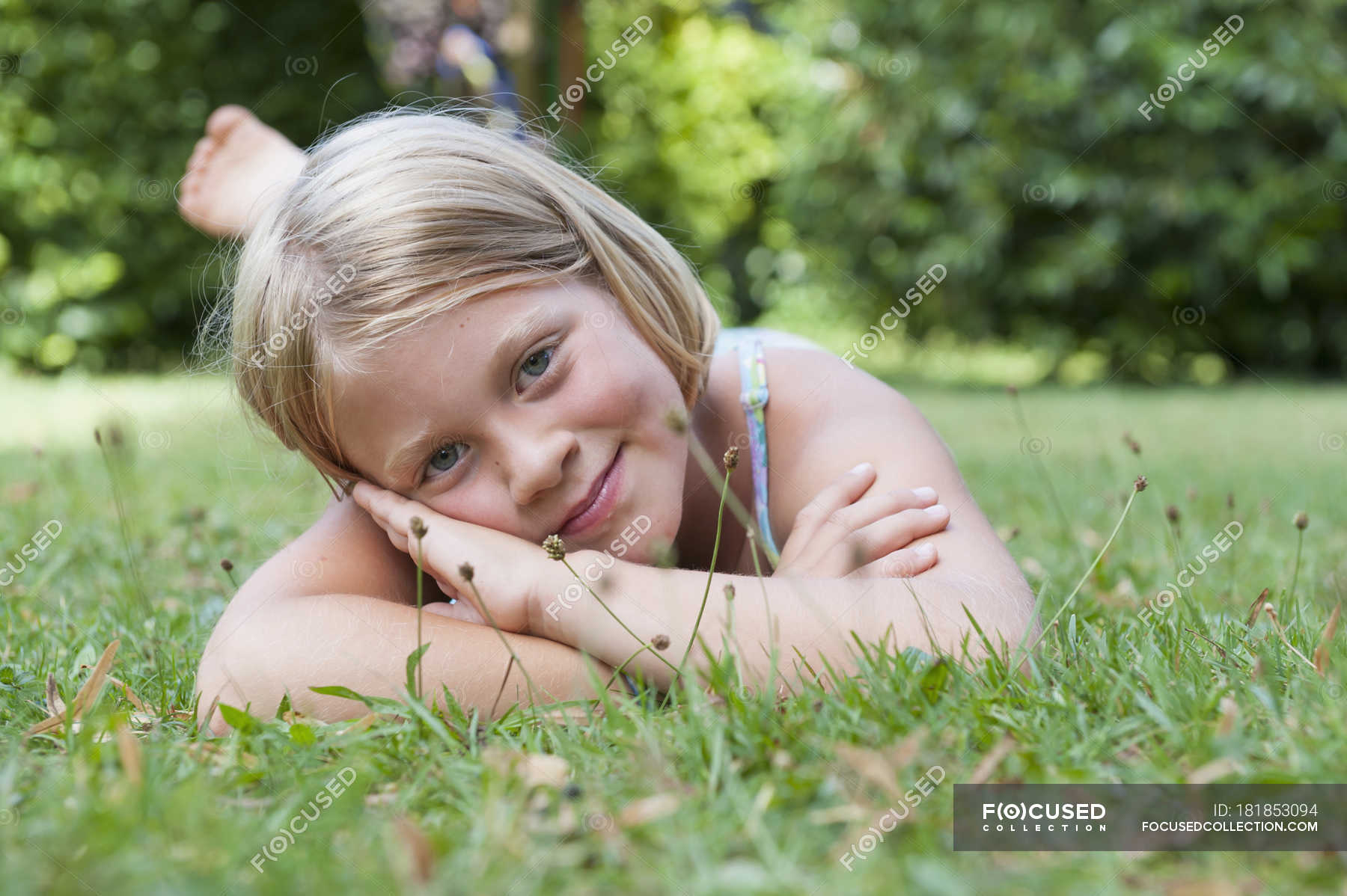 Little Girl Lying Grass