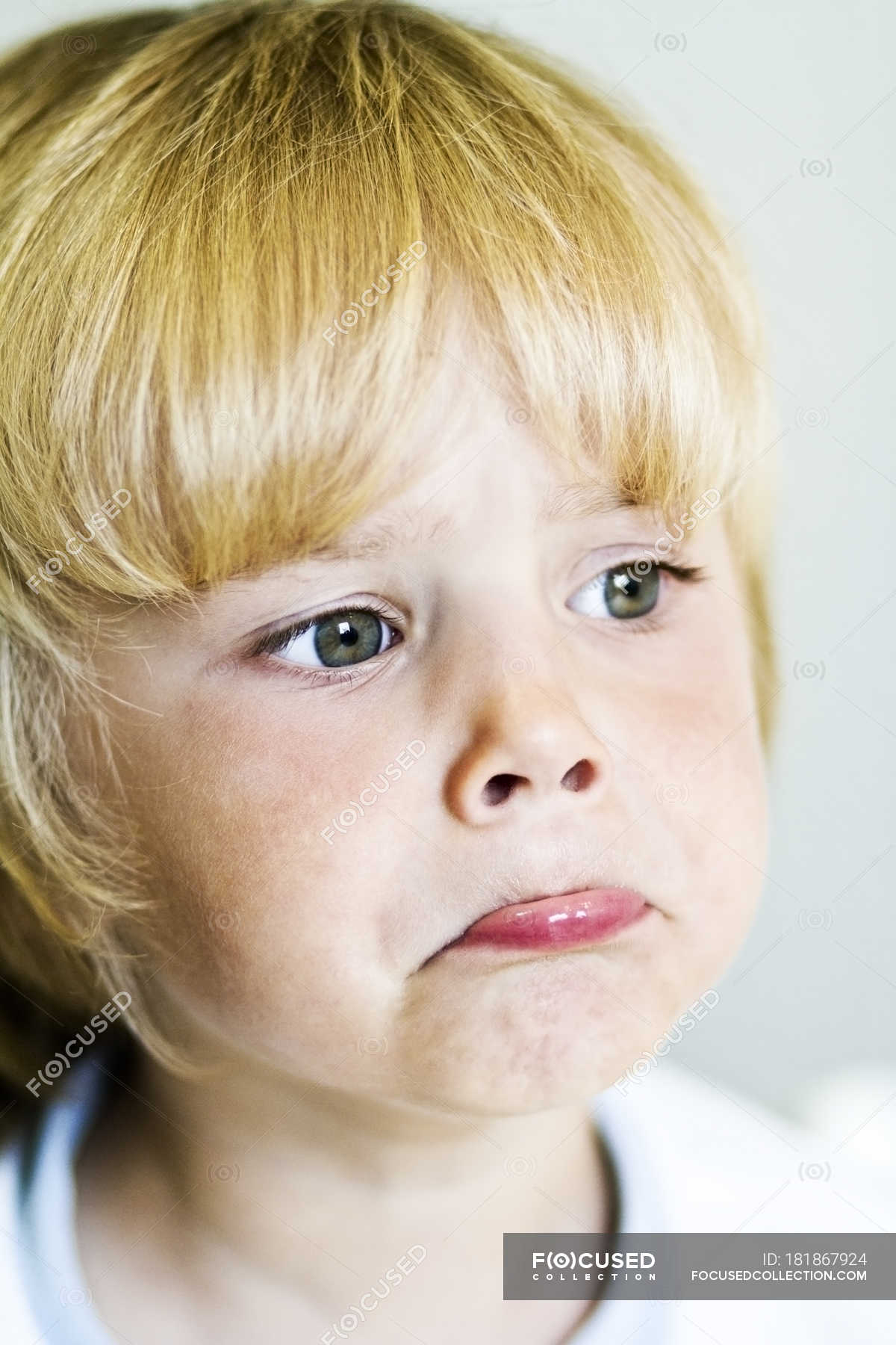 Close Up Of Girl Making Funny Faces Hairstyle Innocence Stock Photo