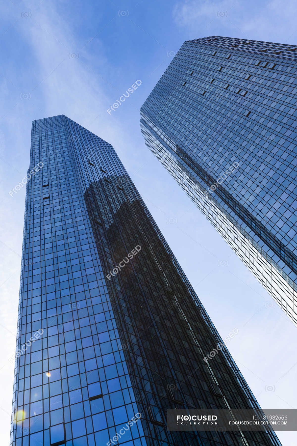 Bottom View Of Facades Of Deutsche Bank Skyscrapers Frankfurt
