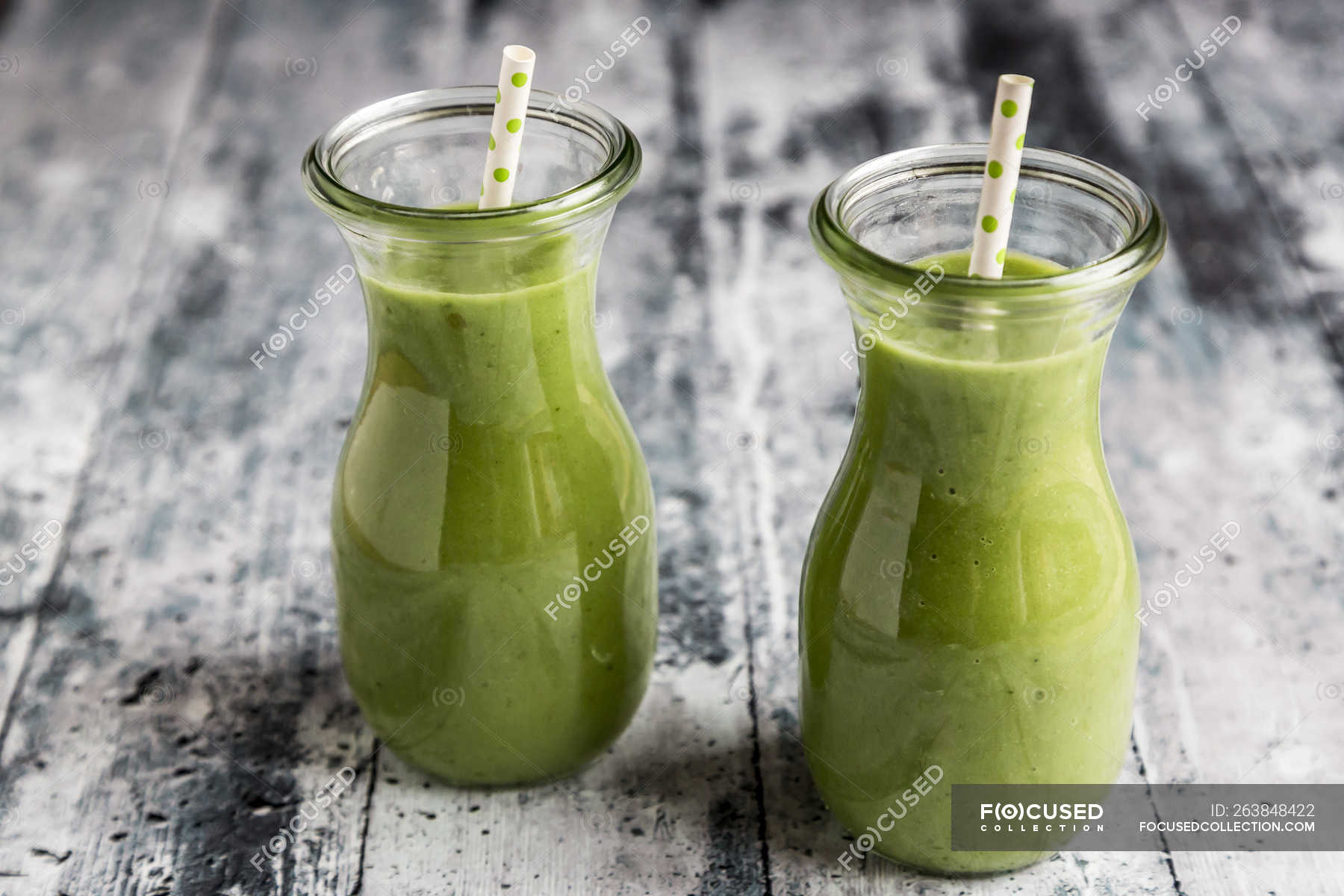 Avocado Smoothie Green Smoothie With Cucumber Apple Celeriac Indoors Detox Stock Photo 263848422