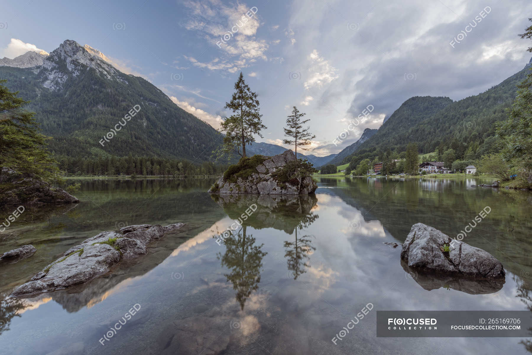 Germany Bavaria Berchtesgaden Alps Lake Hintersee Mountain