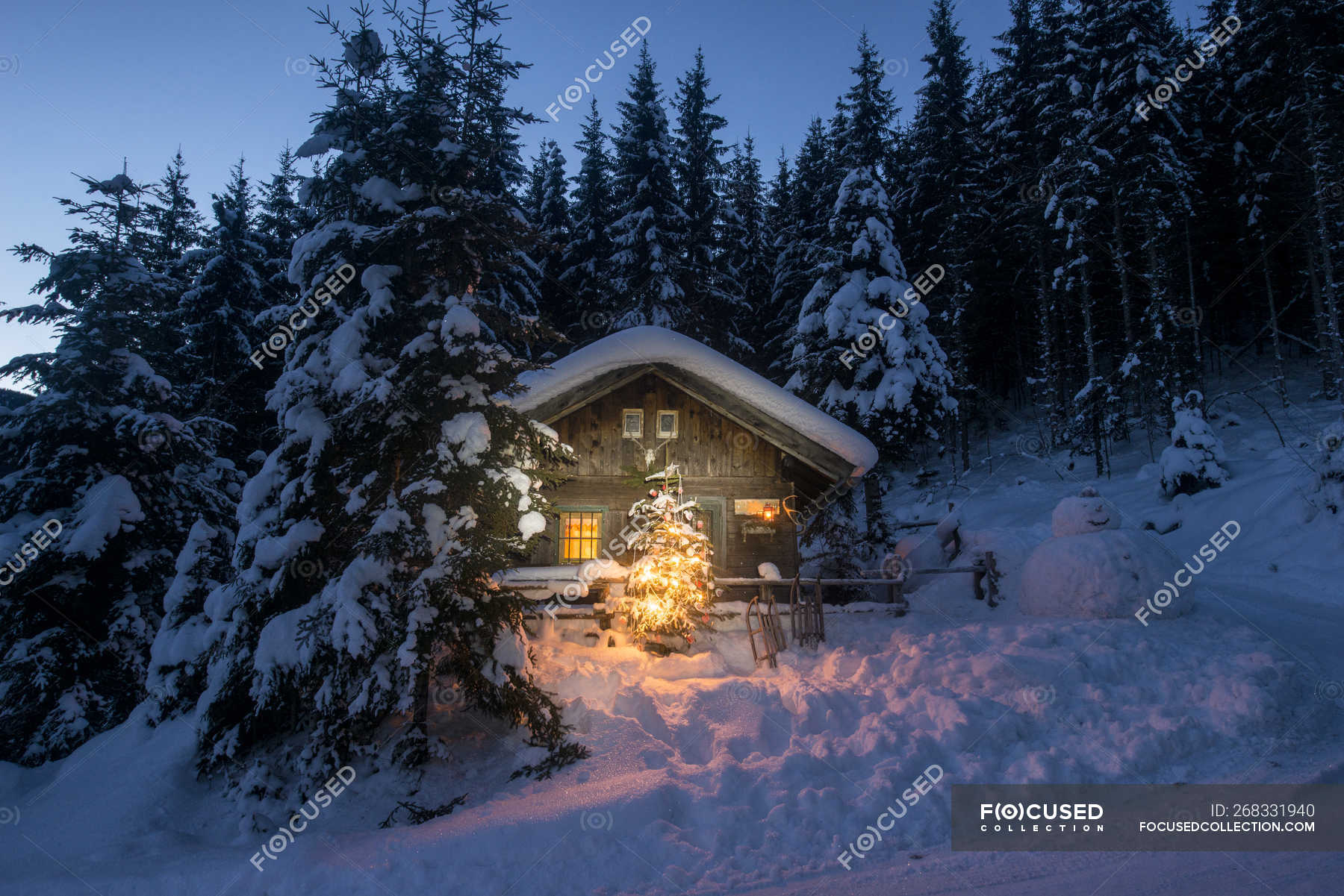 Austria Altenmarkt Zauchensee Sledges Snowman And Christmas