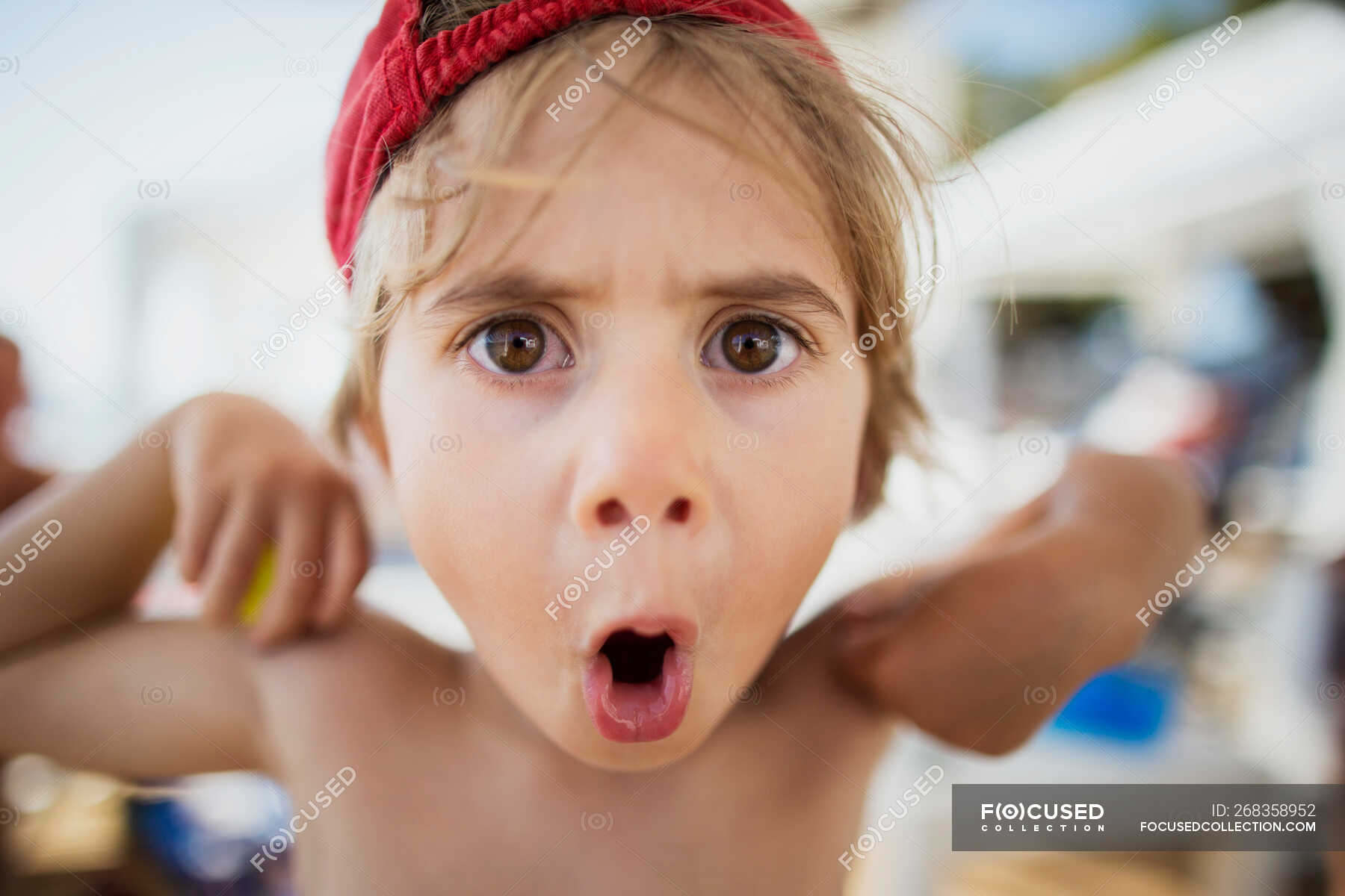 Portrait of little boy pulling funny faces — head, Messing About - Stock  Photo | #268358952