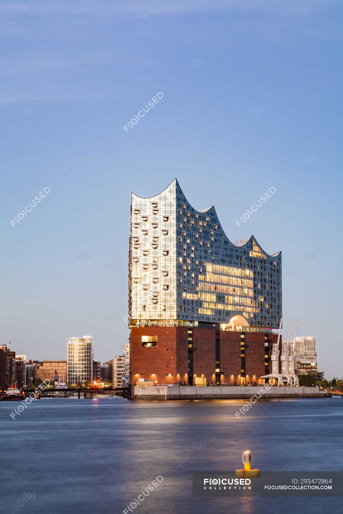 Germany Hamburg Elbe Philharmonic Hall And Hafencity Transportation Buildings Stock Photo