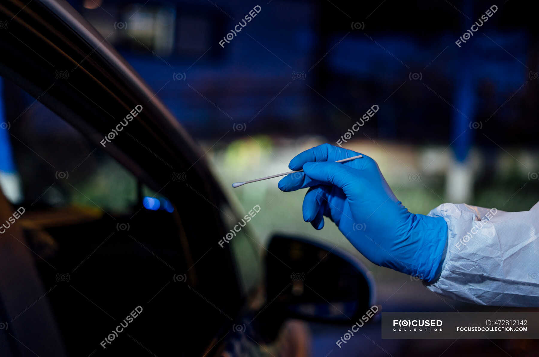 Doctor Wearing Protective Clothing Doing Viral Swab Test Protective