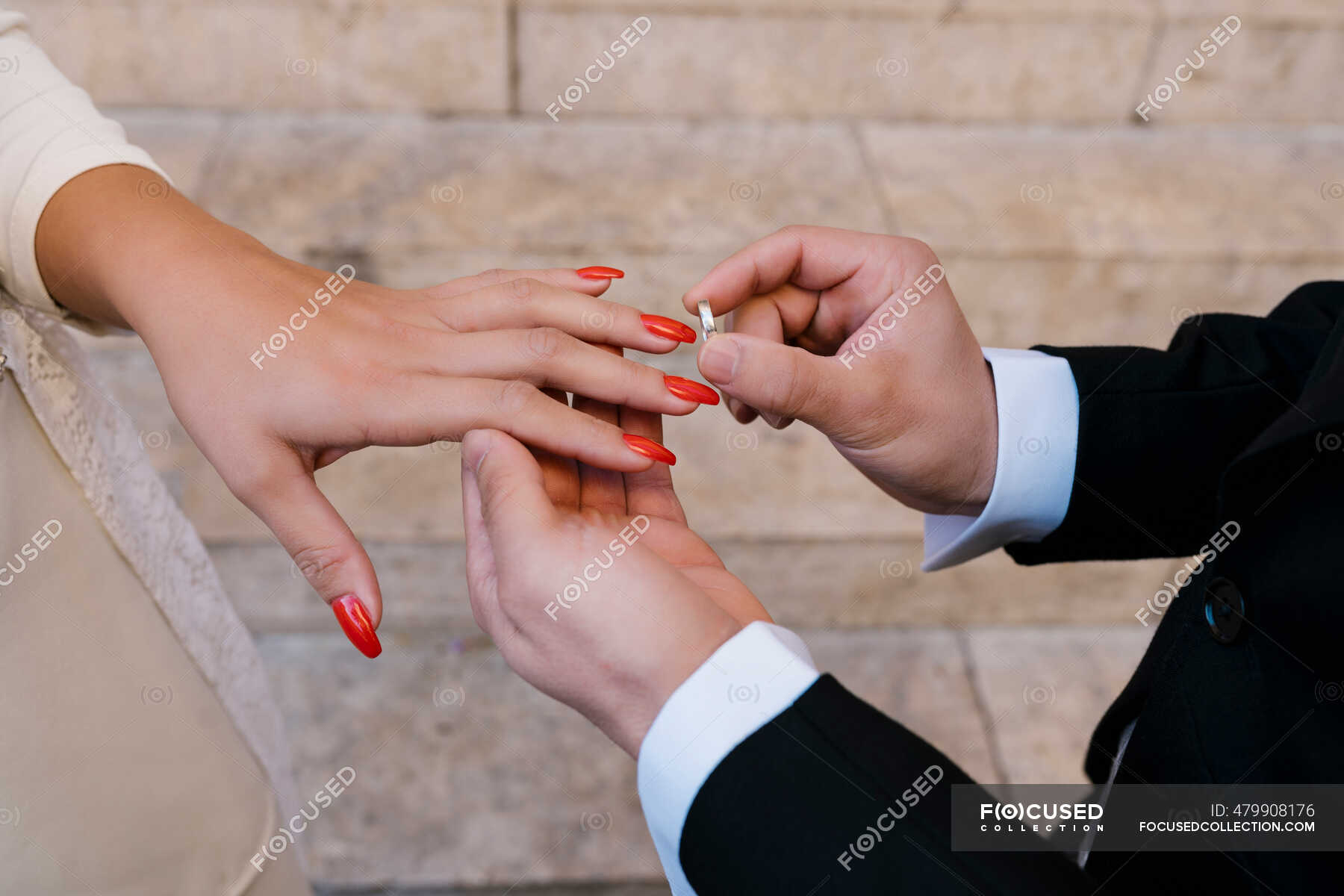 Placing Wedding Ring On Finger