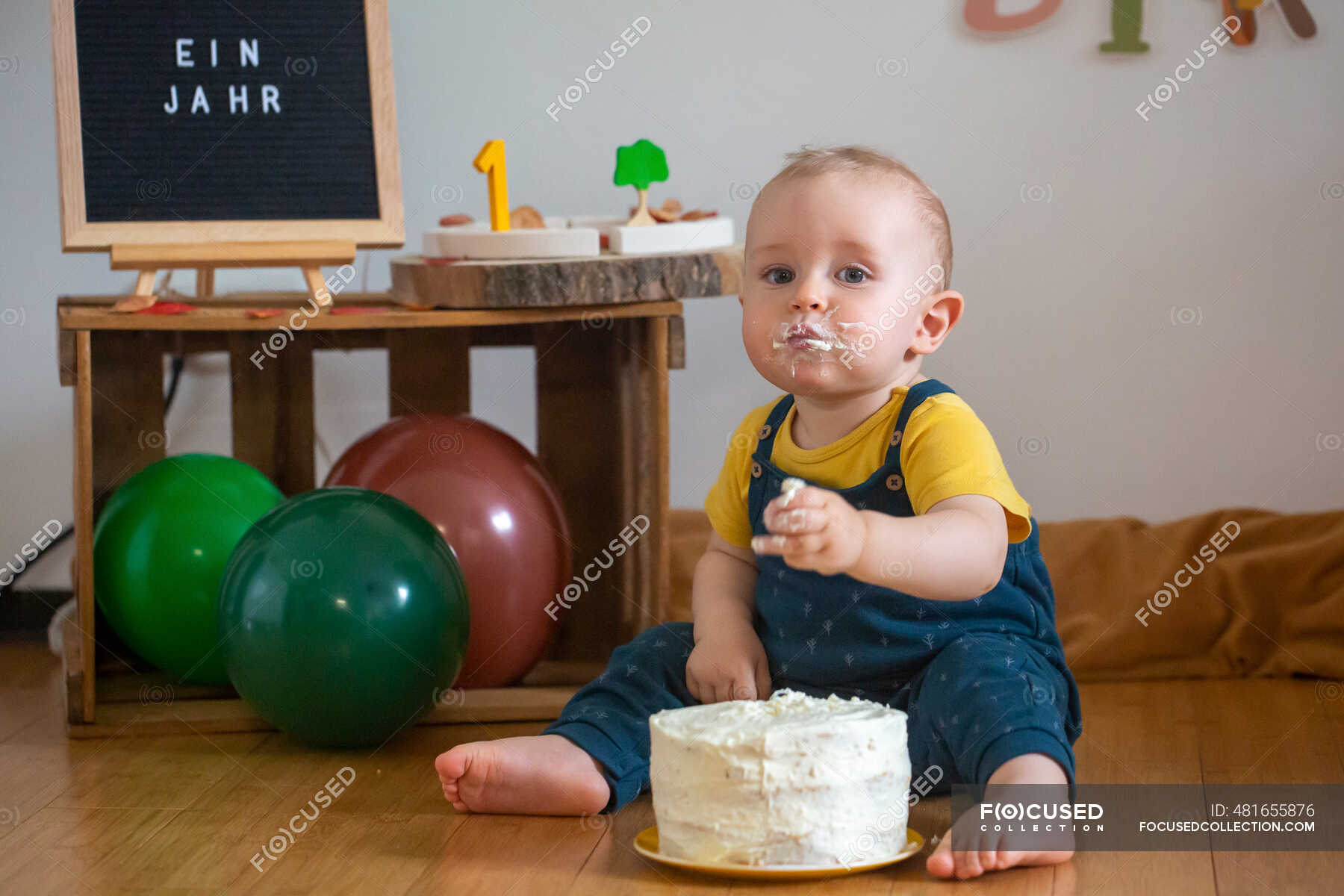 Whimsical cartoon illustration of a happy little boy eating chocolate cake,  Stock Photo, Picture And Low Budget Royalty Free Image. Pic. ESY-034463391  | agefotostock